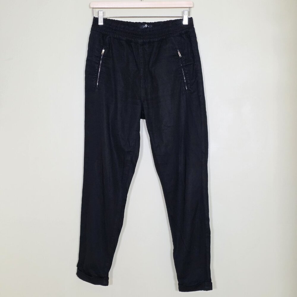 7 For All Mankind Pants Womens 28 Black Jogger Pullon Pockets Punk Grunge Goth